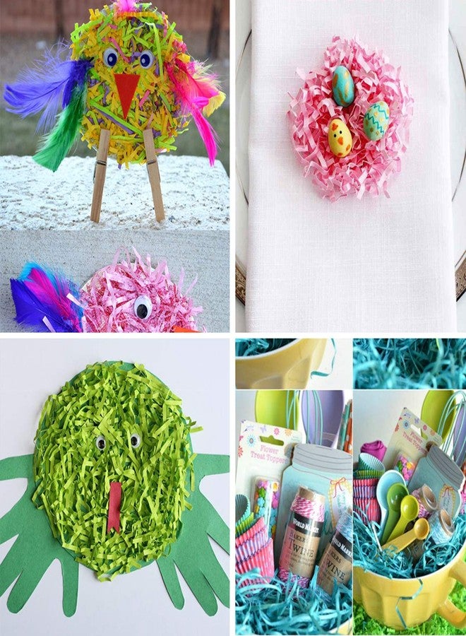 windiy Supla 300g (10.6 oz) 6 Colors Shredded Paper Easter Grass Bag Basket Grass Filler Stuffers Paper Shreds Grass in Hot Pink Yellow Dark Green Light Green Sky Blue Lavender for Easter Egg Hun - Image 4